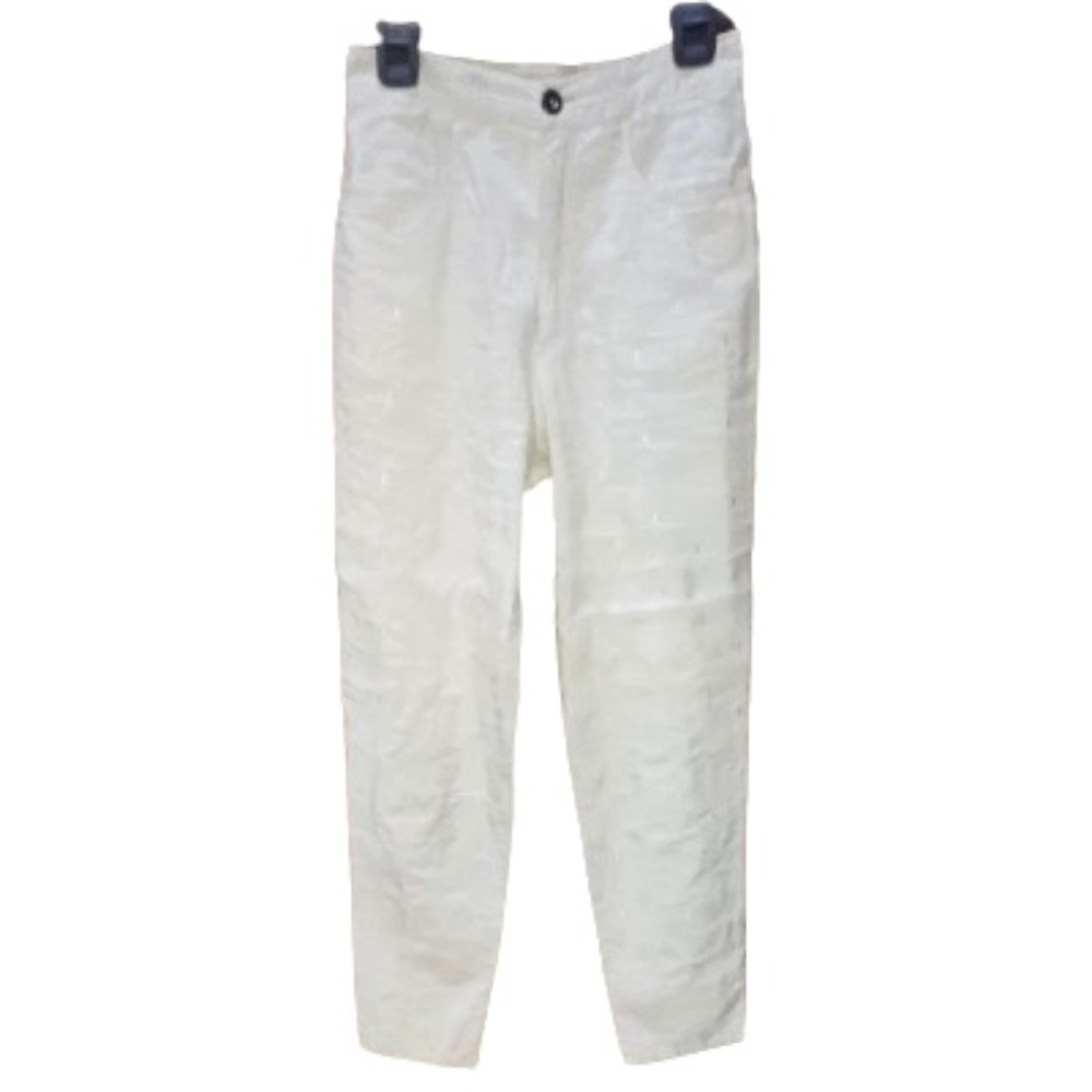 Action Wear: Rare White Straight Leg Pants unique Fabric Sz 8/30 length
